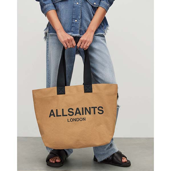 Allsaints Australia Womens Ali Canvas Tote Bag Tan/Black AU69-892